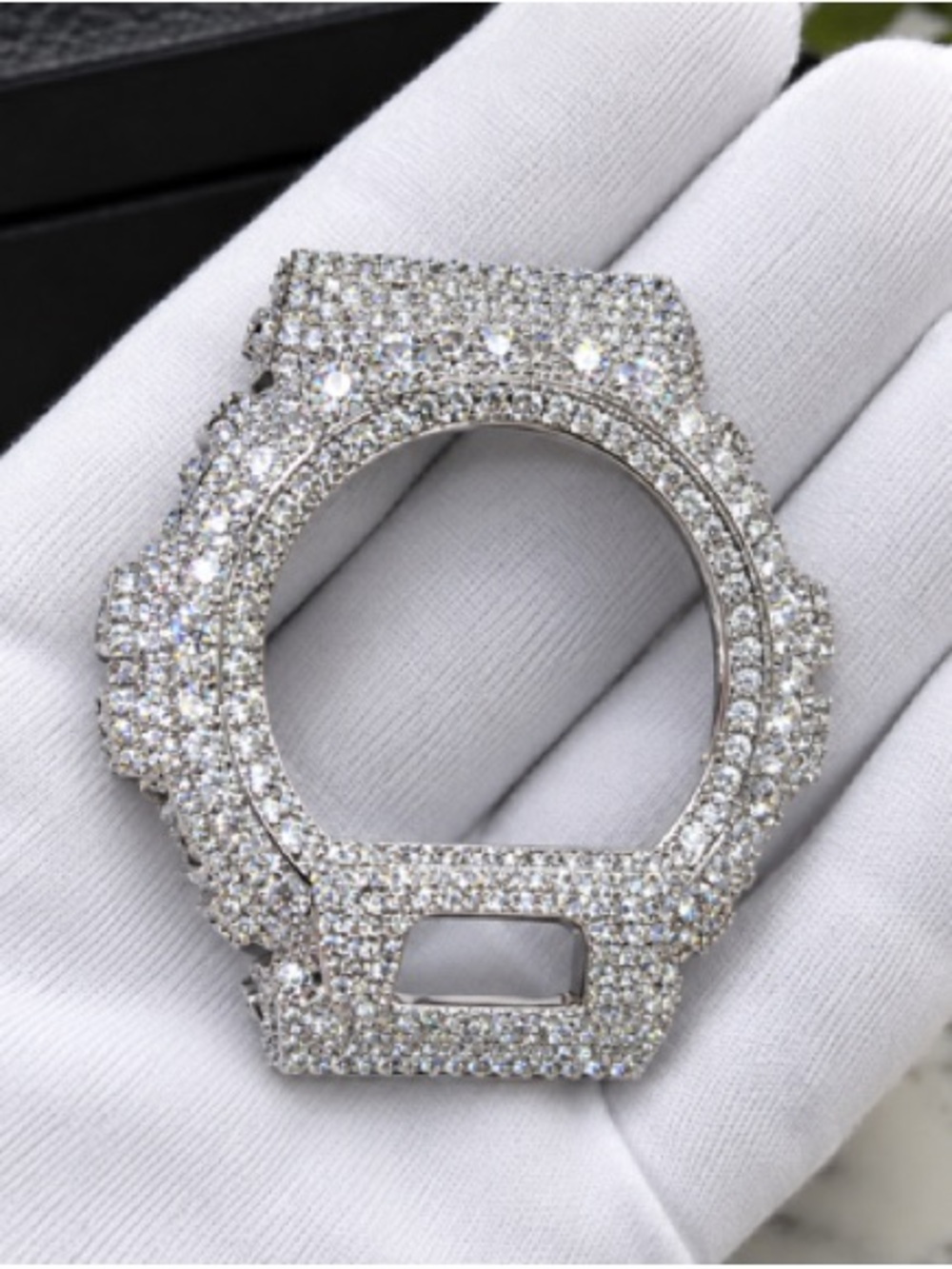 Silver Crystal Pave Watch Bezel Cover - Luxury For G-Shock Model DW6900